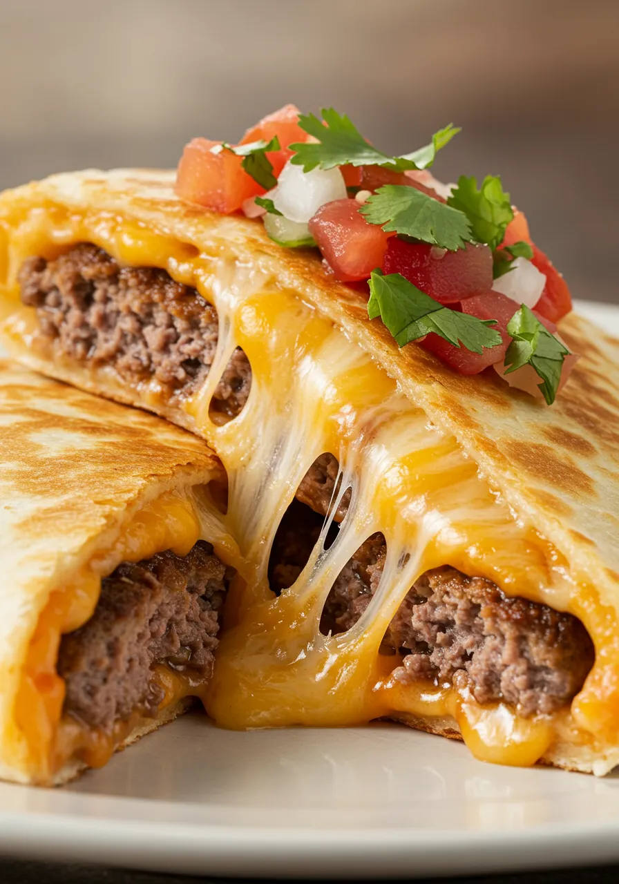 Melty Burger Quesadilla
